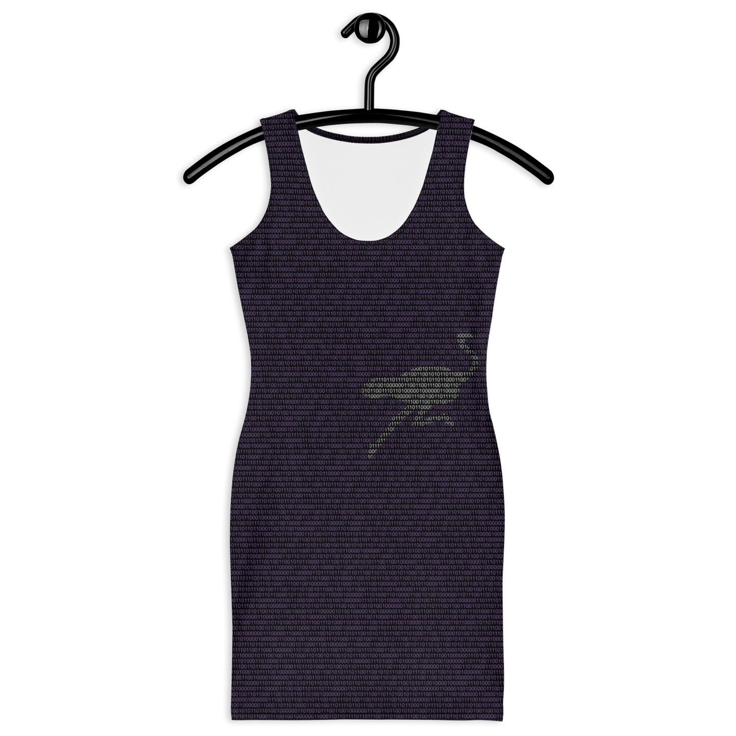 Front view of a black nostr bodycon dress.
