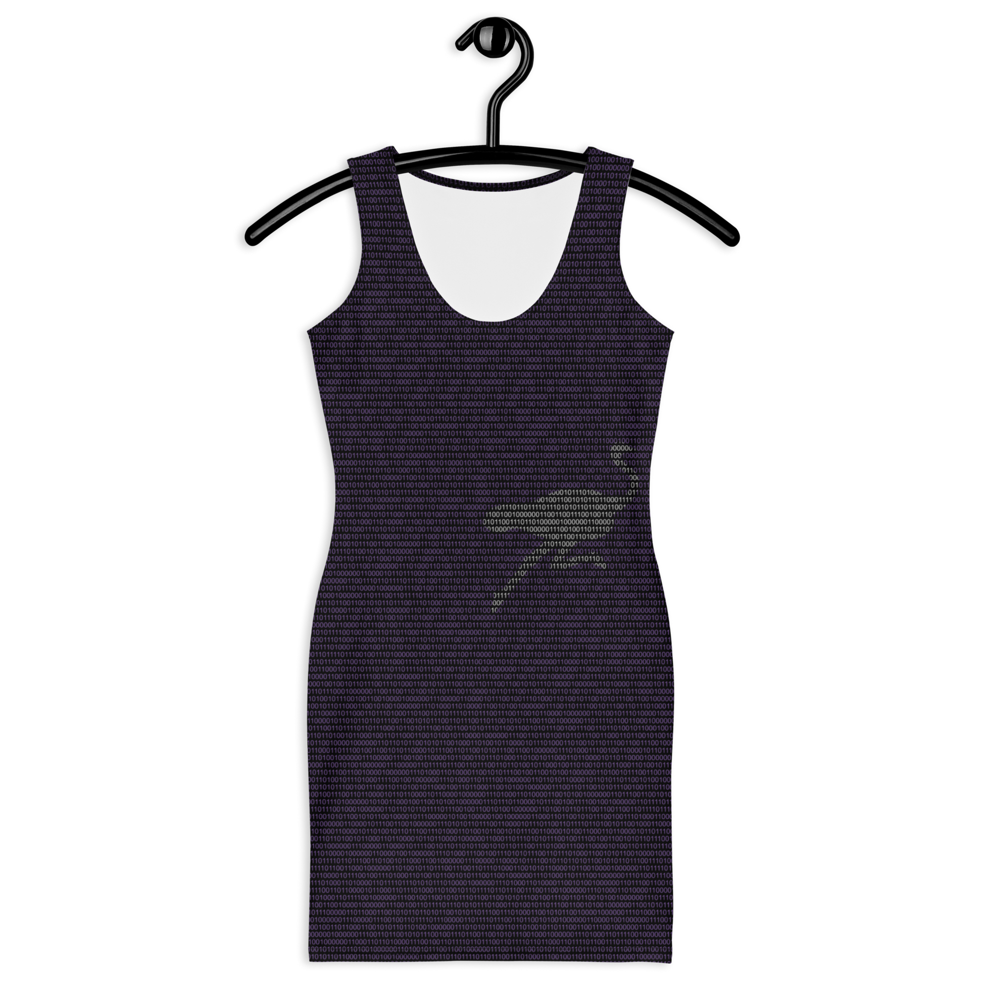 Front view of a black nostr bodycon dress.