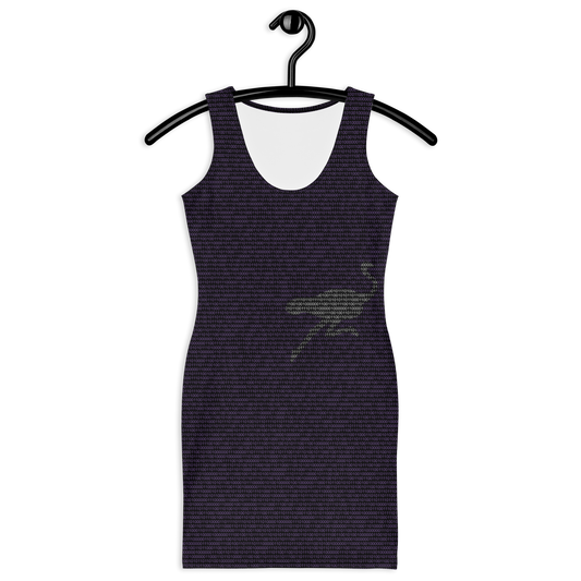 Front view of a black nostr bodycon dress.