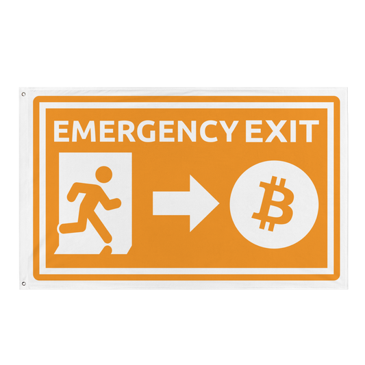 Front view of an orange bitcoin flage.