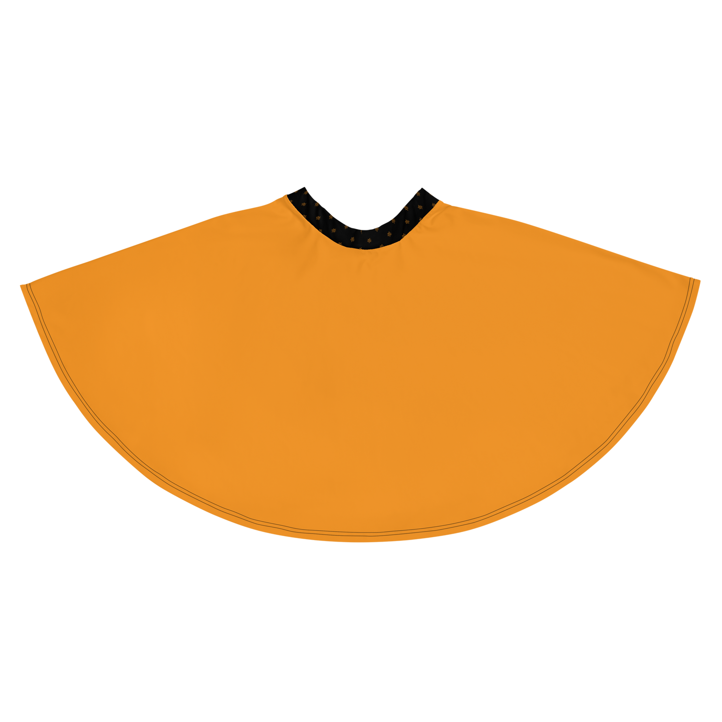 Back view of an orange bitcoin skirt.