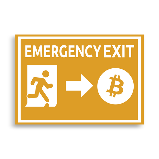 Front view of an orange 70x100cm bitcoin poster.