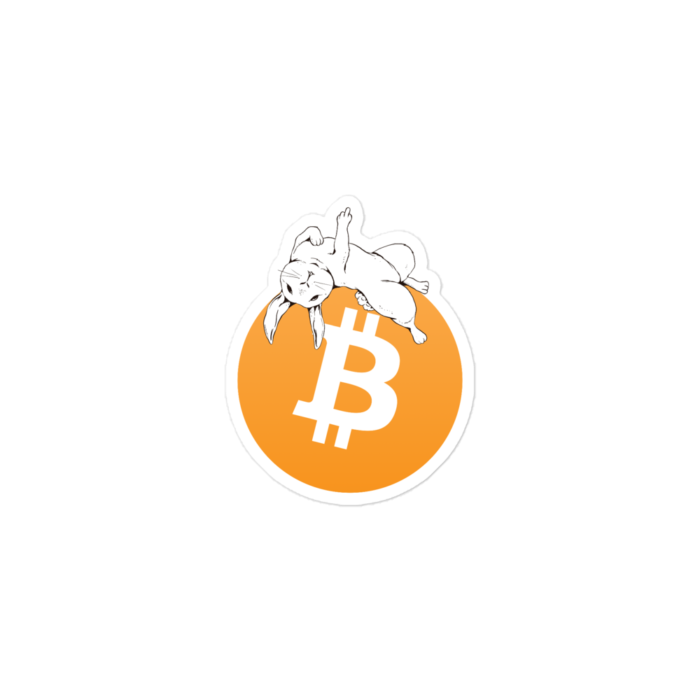 Front view of a bitcoin sticker.
