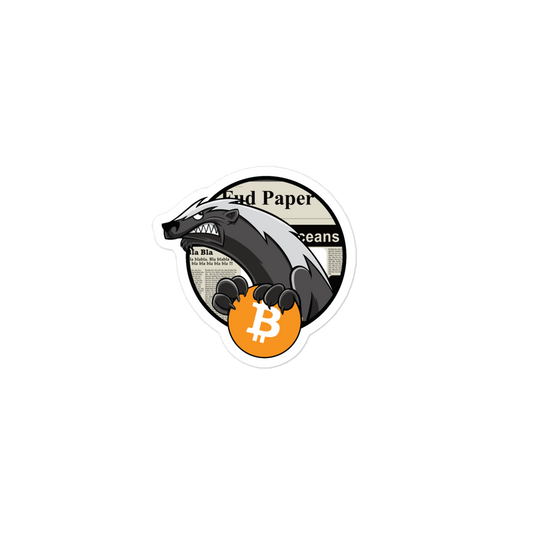 Front view of a bitcoin sticker.