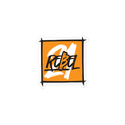 Front view of a bitcoin sticker.