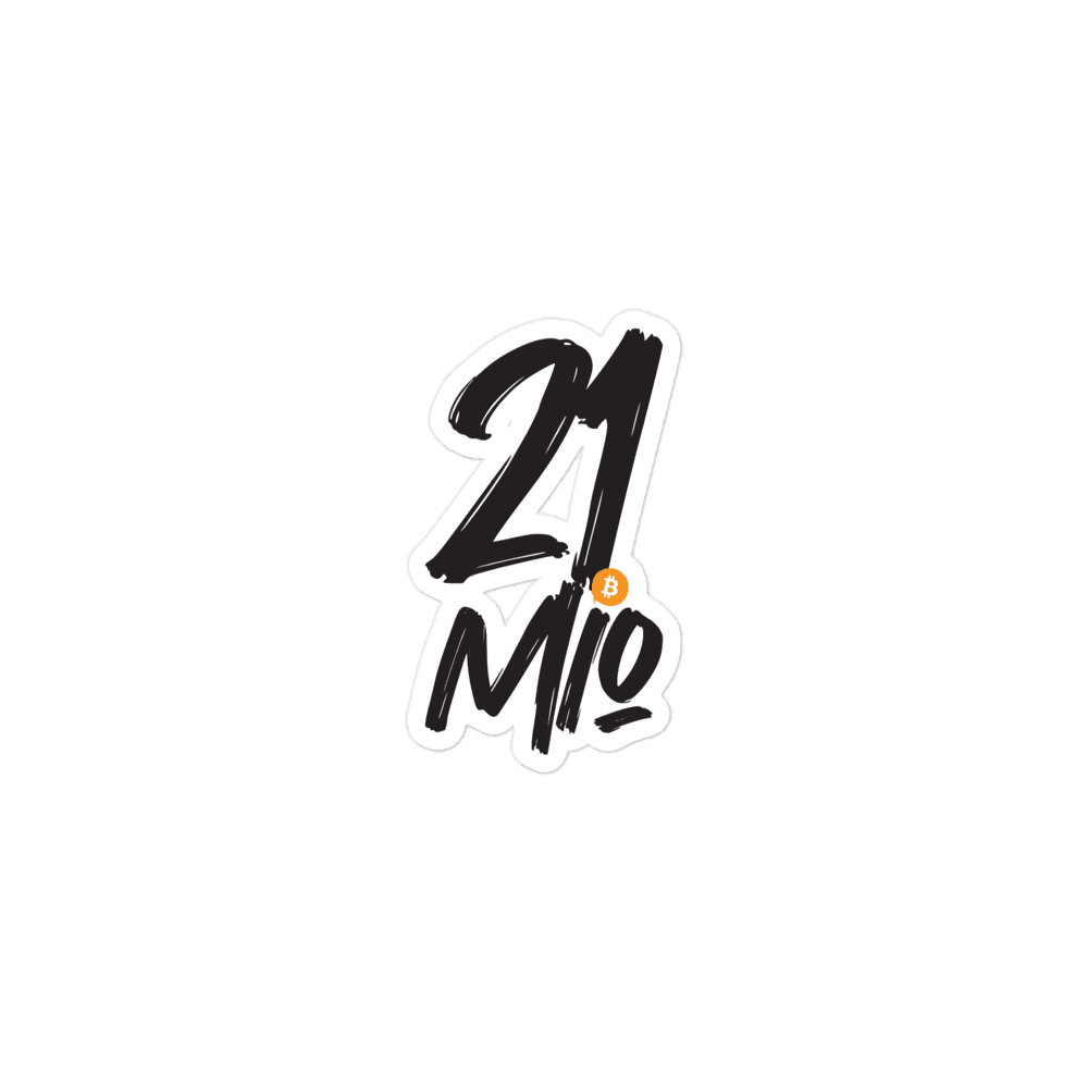 Front view of a bitcoin sticker.