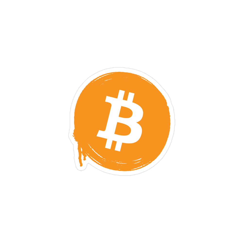 Front view of a bitcoin sticker.