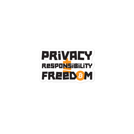 Front view of a bitcoin sticker.