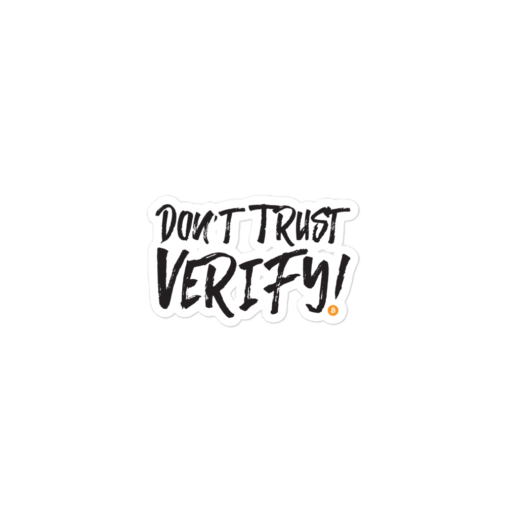 Front view of a bitcoin sticker.