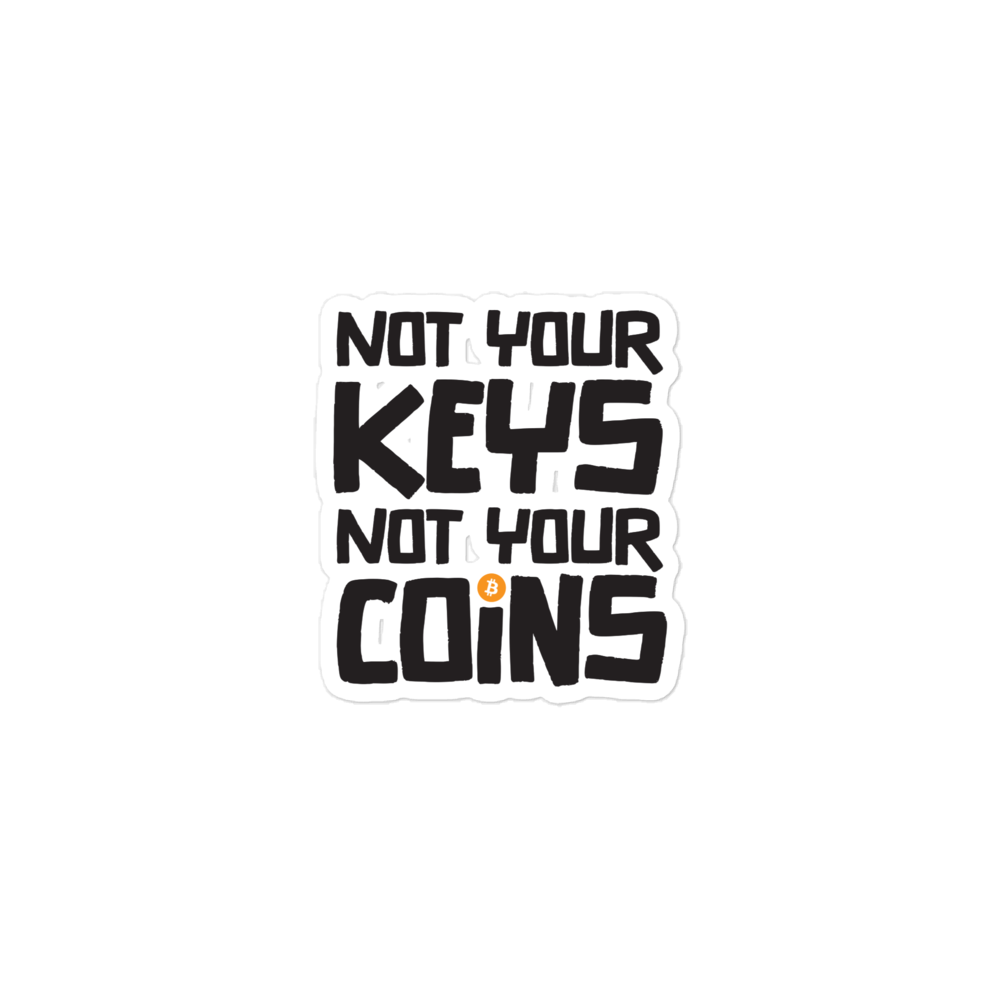 Front view of a bitsoin sticker.