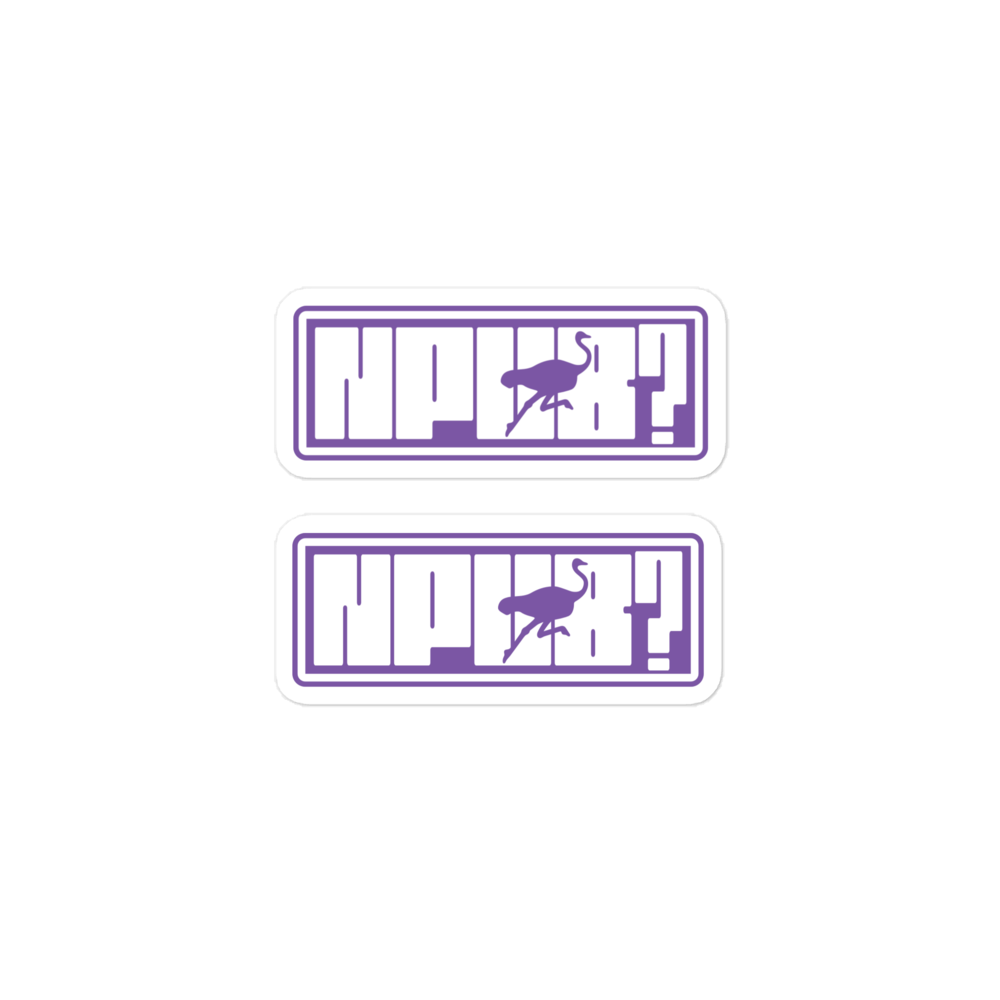 Front view of 2 nostr stickers