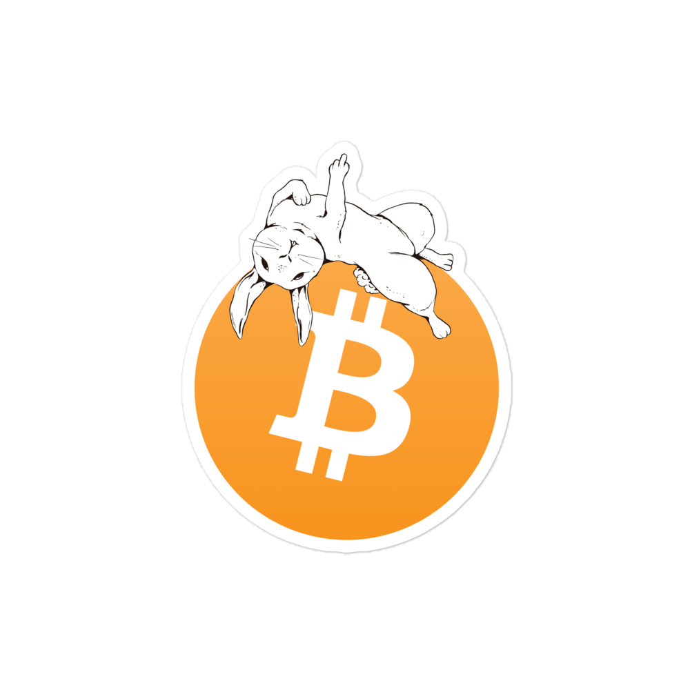Front view of a bitcoin sticker.