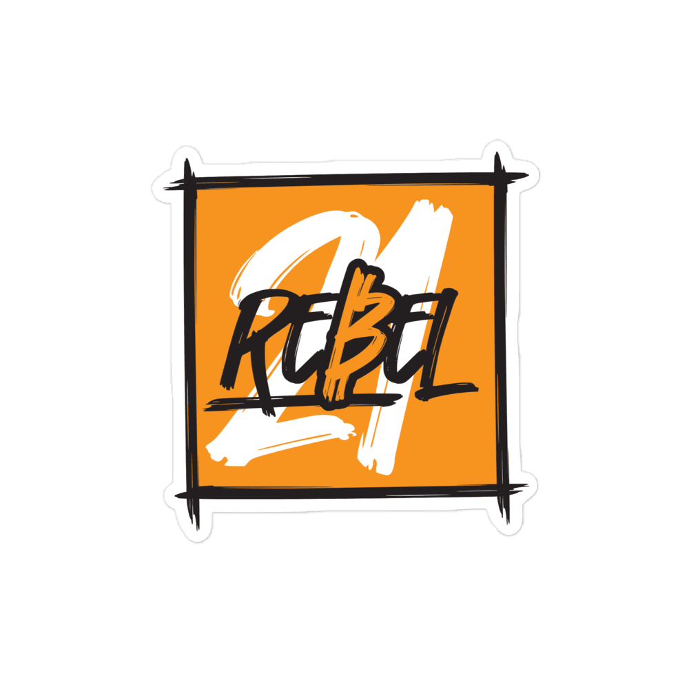 Front view of a bitcoin sticker.