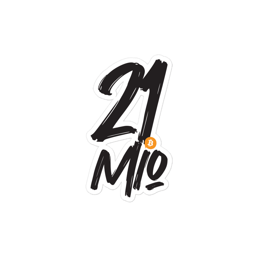 Front view of a bitcoin sticker.