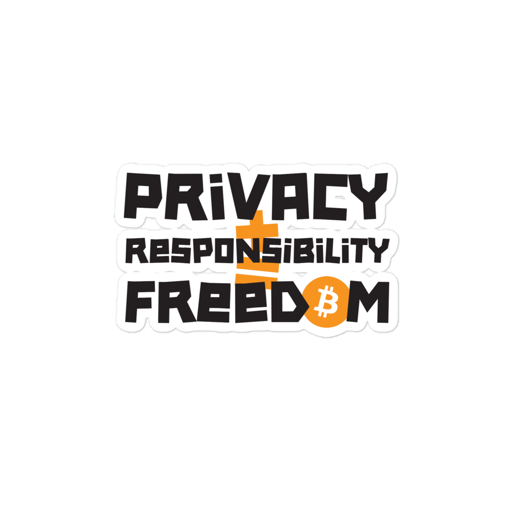 Front view of a bitcoin sticker.