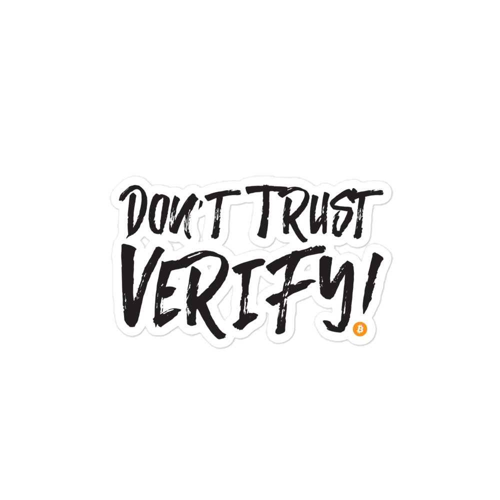 Front view of a bitcoin sticker.