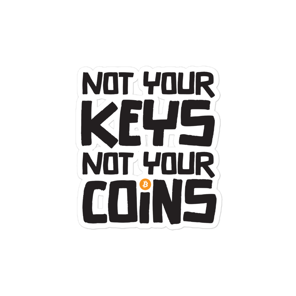 Fron view of a bitcoin sticker.