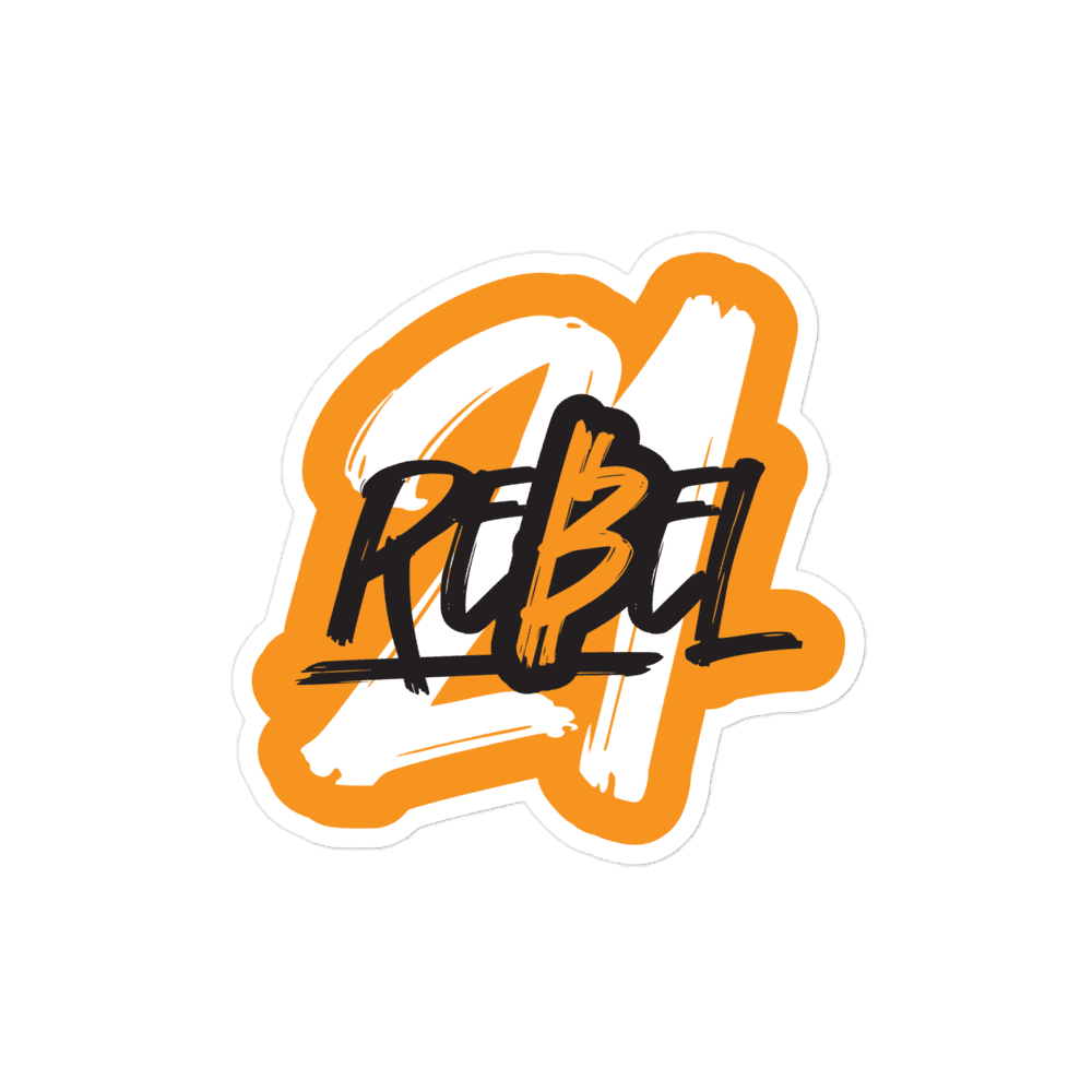 Front view of a bitcoin sticker.