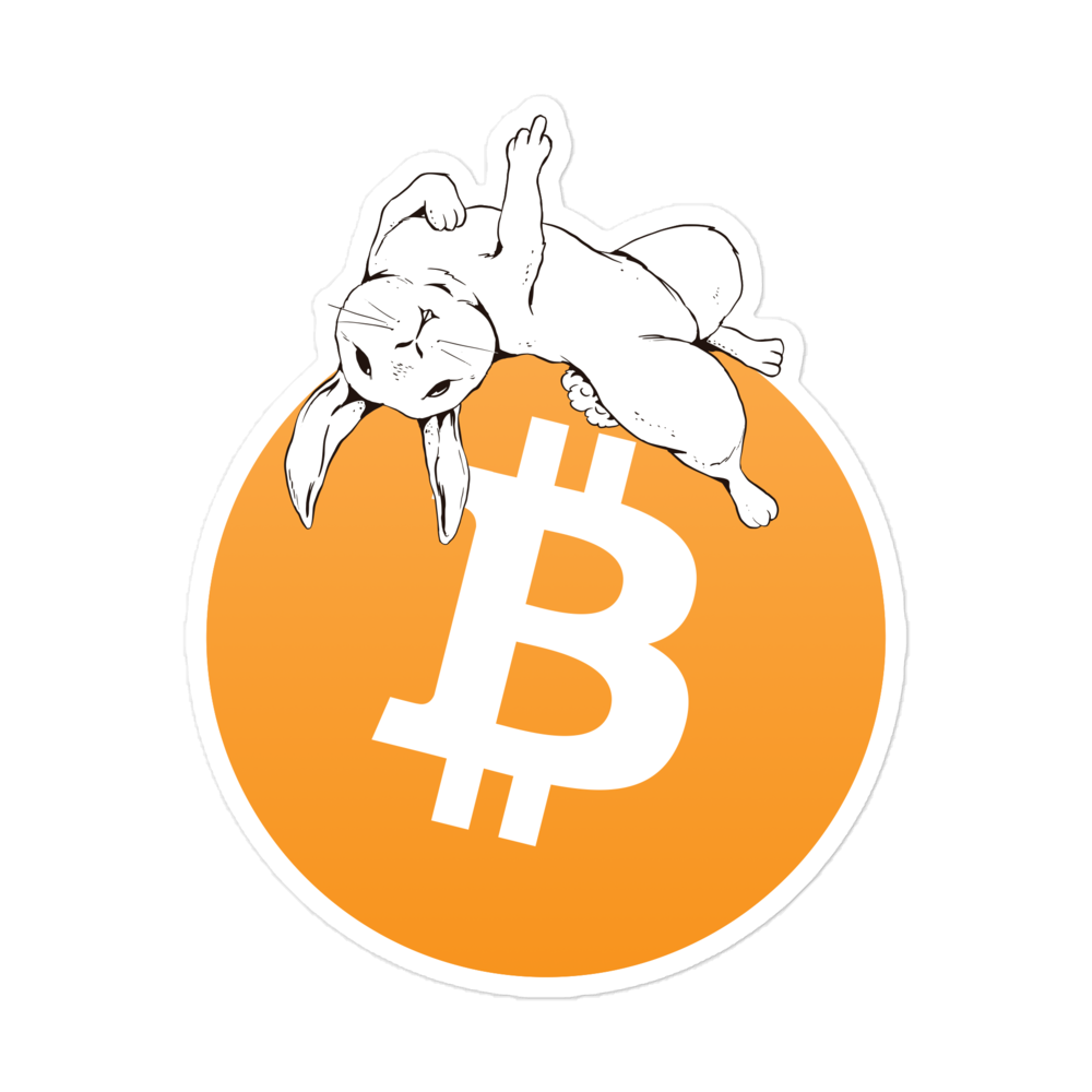 Front view of a bitcoin sticker.