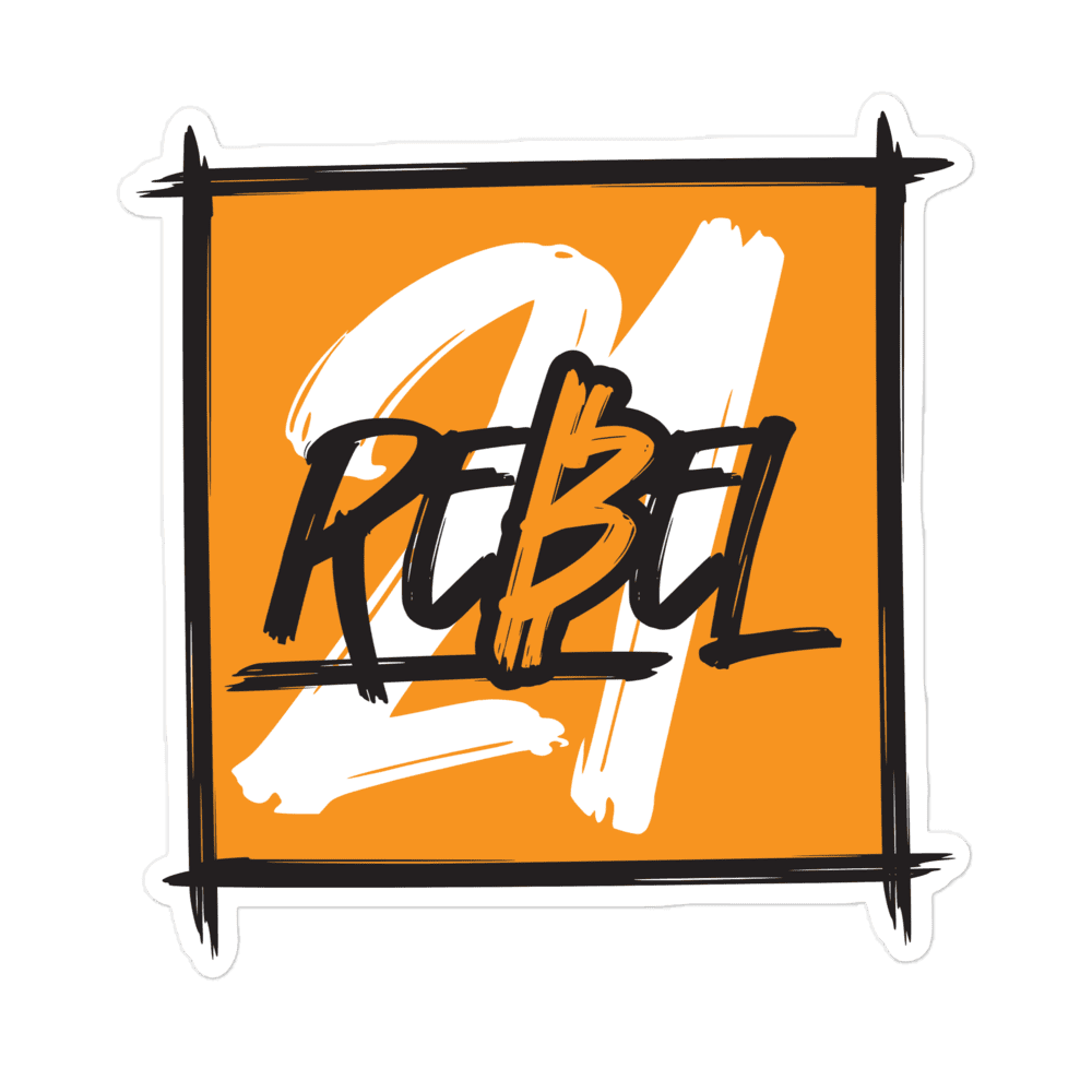 Front view of a bitcoin sticker.