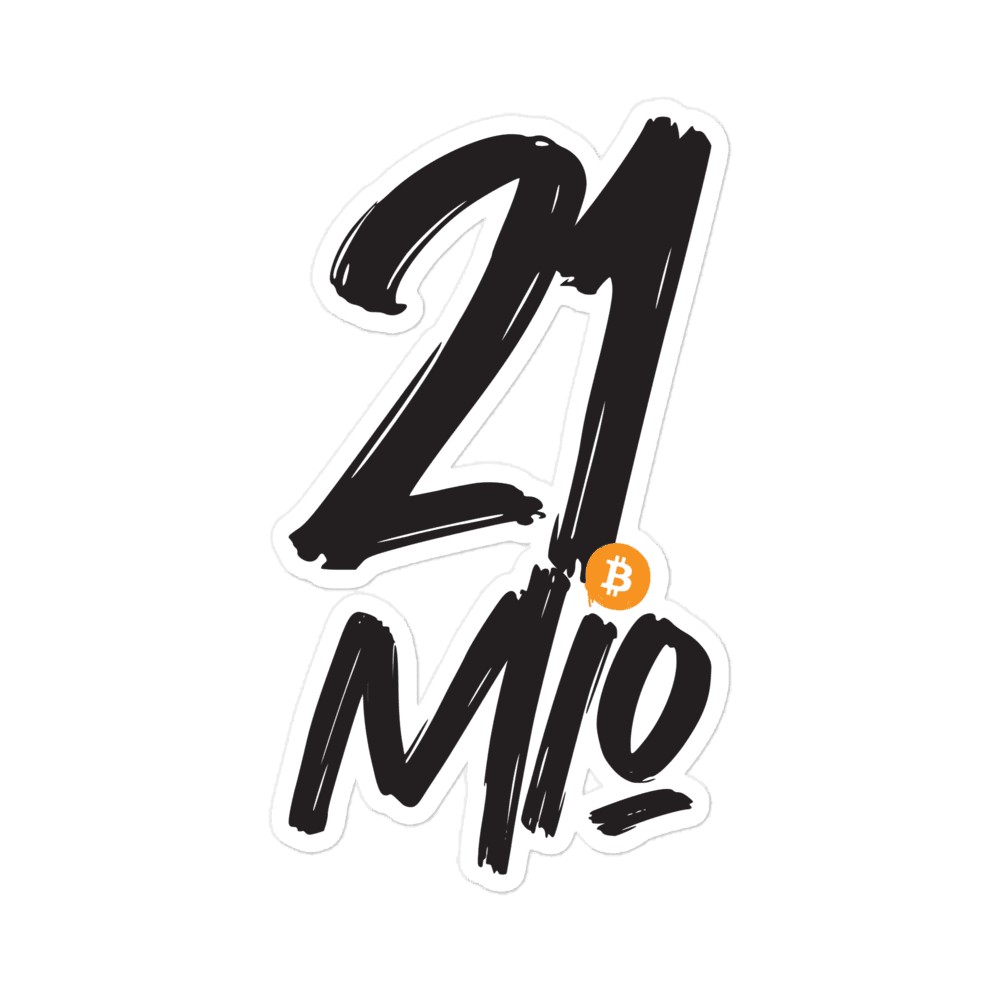 Front view of a bitcoin sticker.