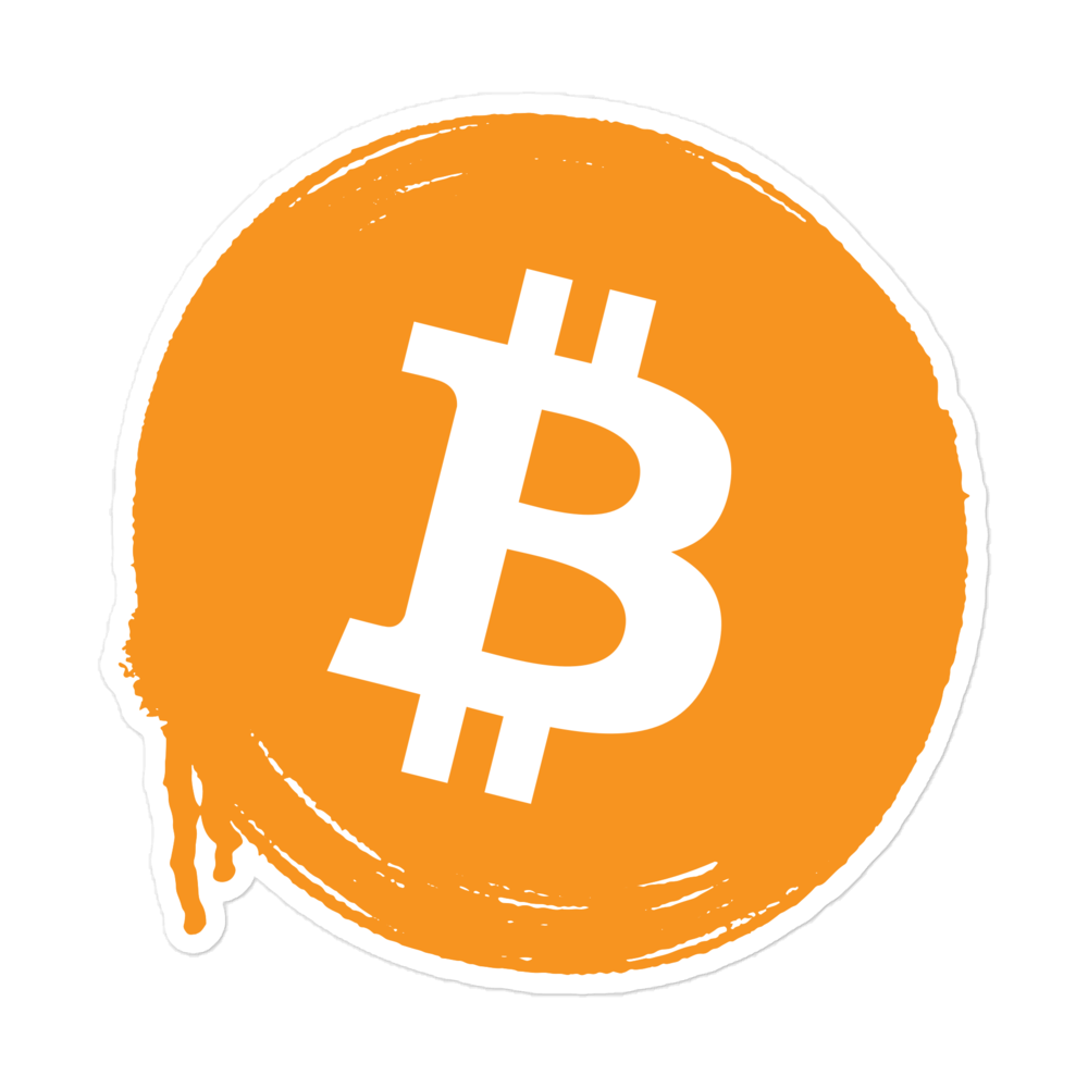 Front view of a bitcoin sticker.