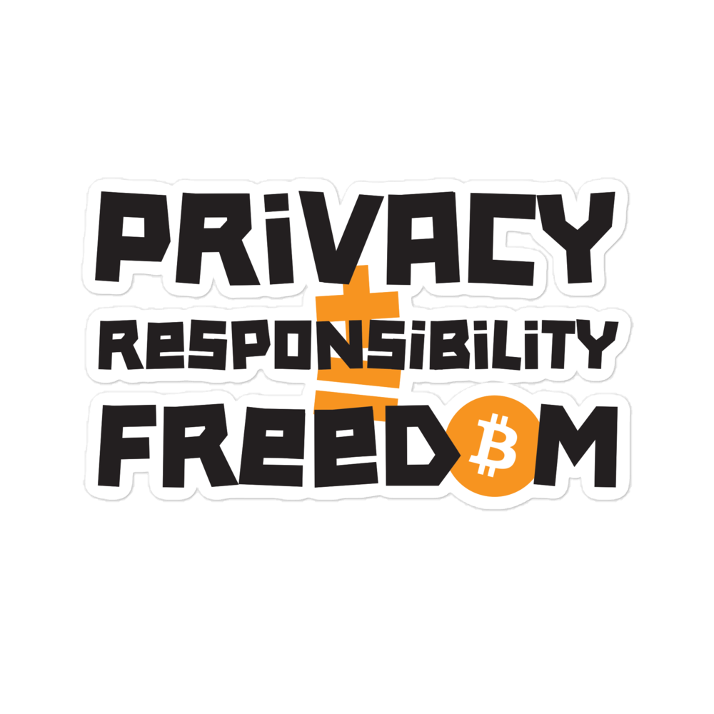 Front view of a bitcoin sticker.