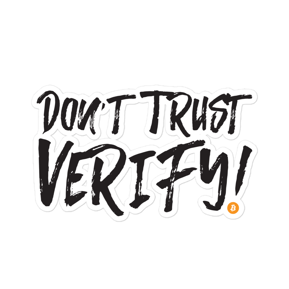 Front view of a bitcoin sticker.