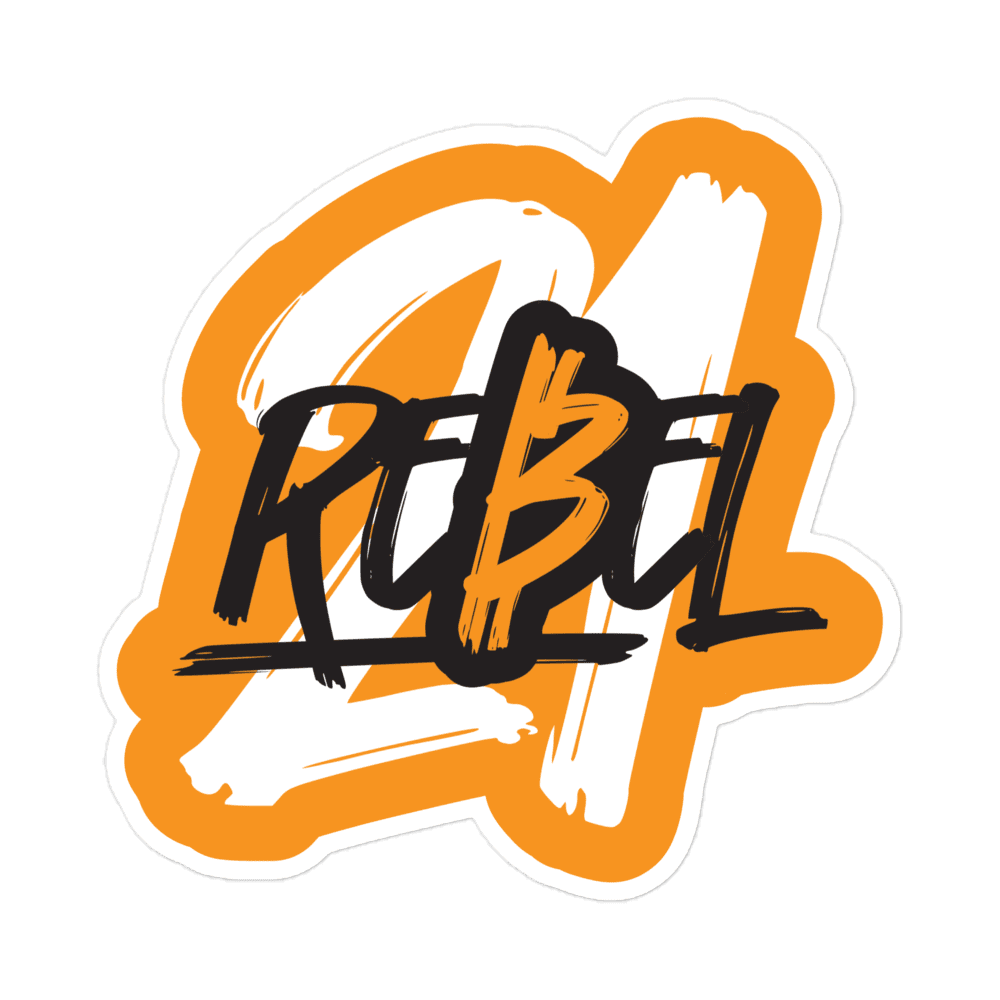 Front view of a bitcoin sticker.