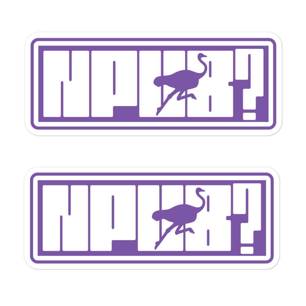 Front view of 2 nostr stickers