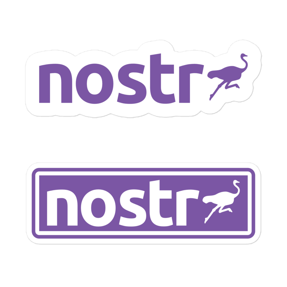 Front view of two nostr stickers
