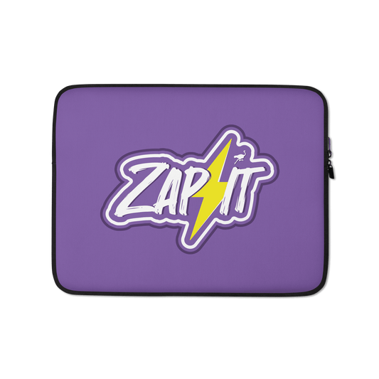 Front view of a purple 13 inch nostr laptop sleeve.