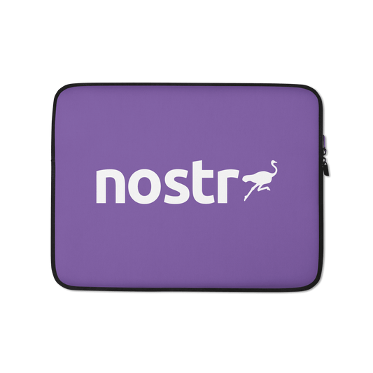 Front view of a purple 13 inch nostr laptop sleeve.