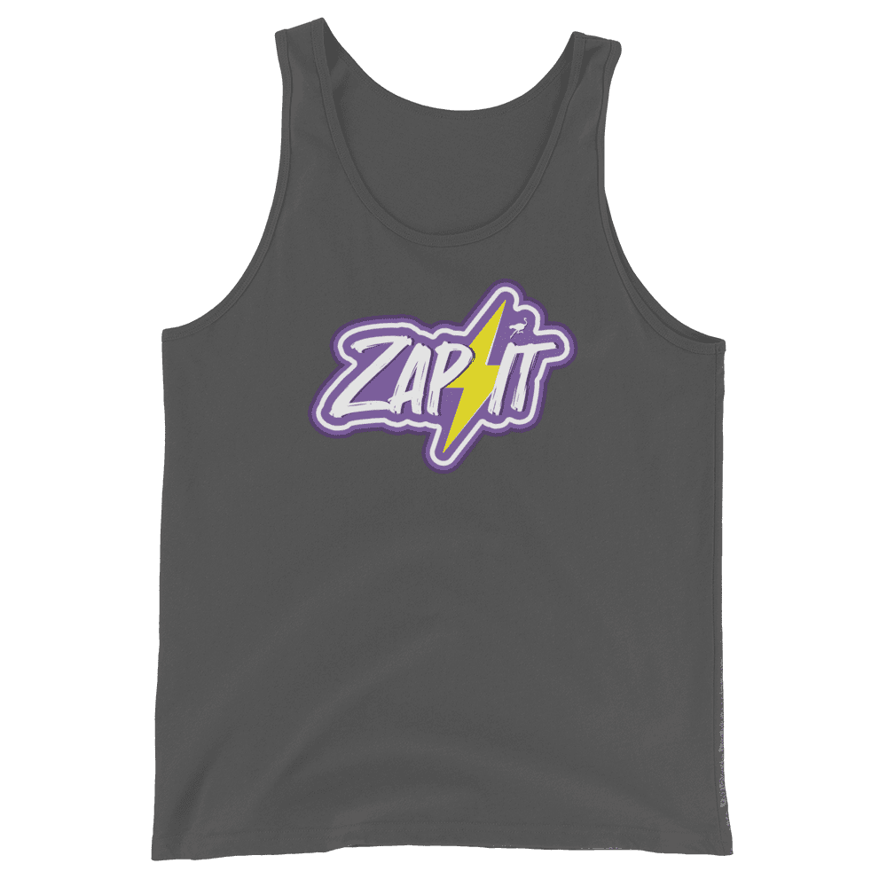 Front view of a asphalt colored nostr tank top.