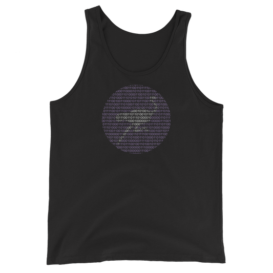 Front view of a black nostr tank top.