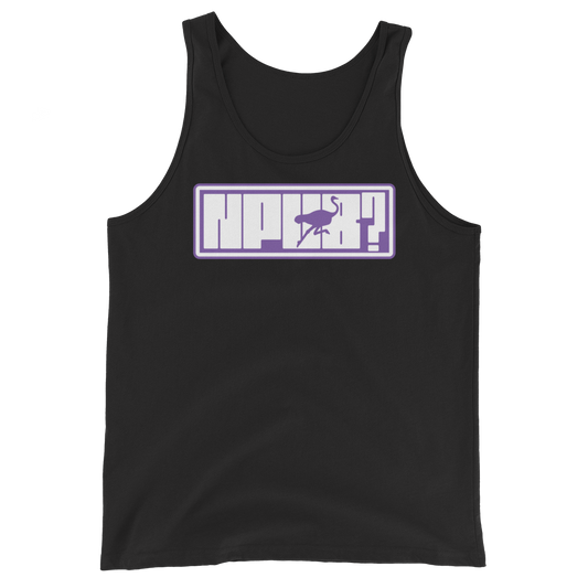 Front view of a black nostr tank top.