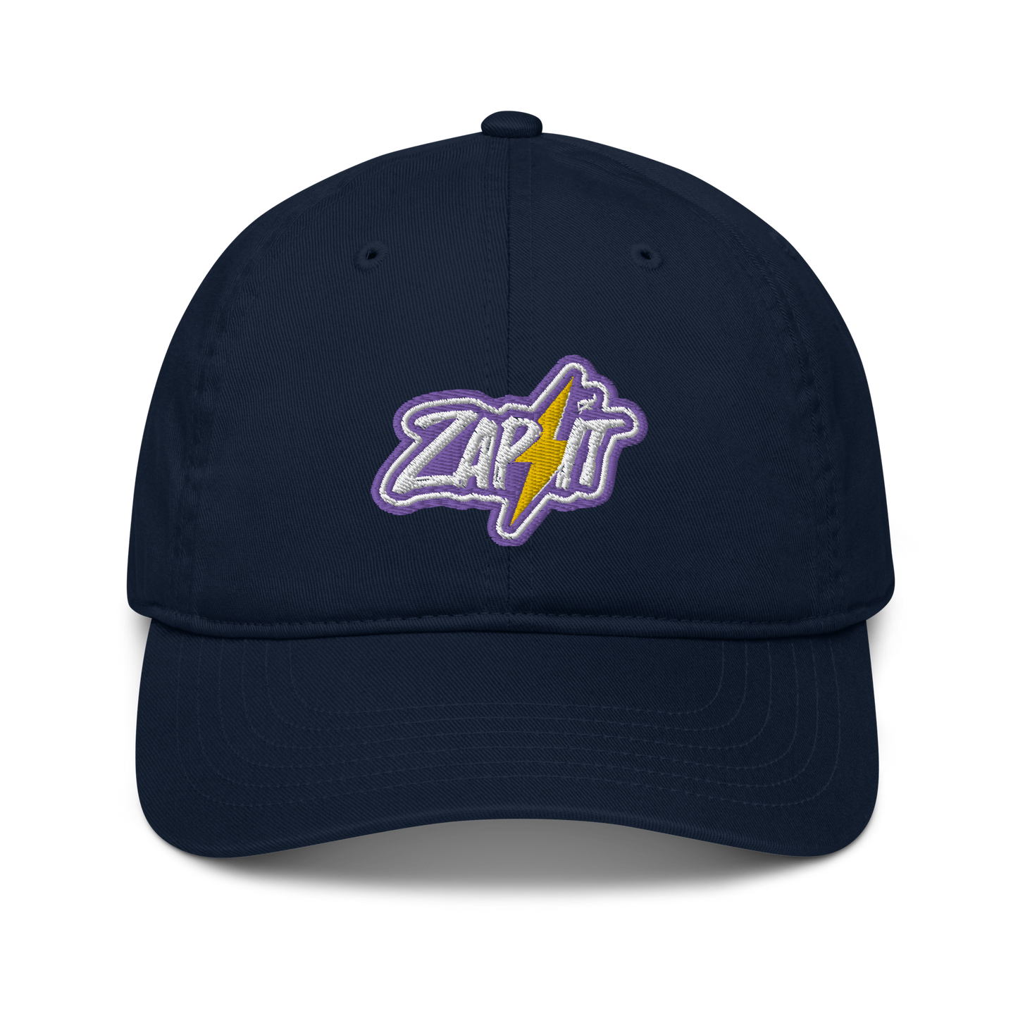 Front view of a pacific blue nostr dad hat.