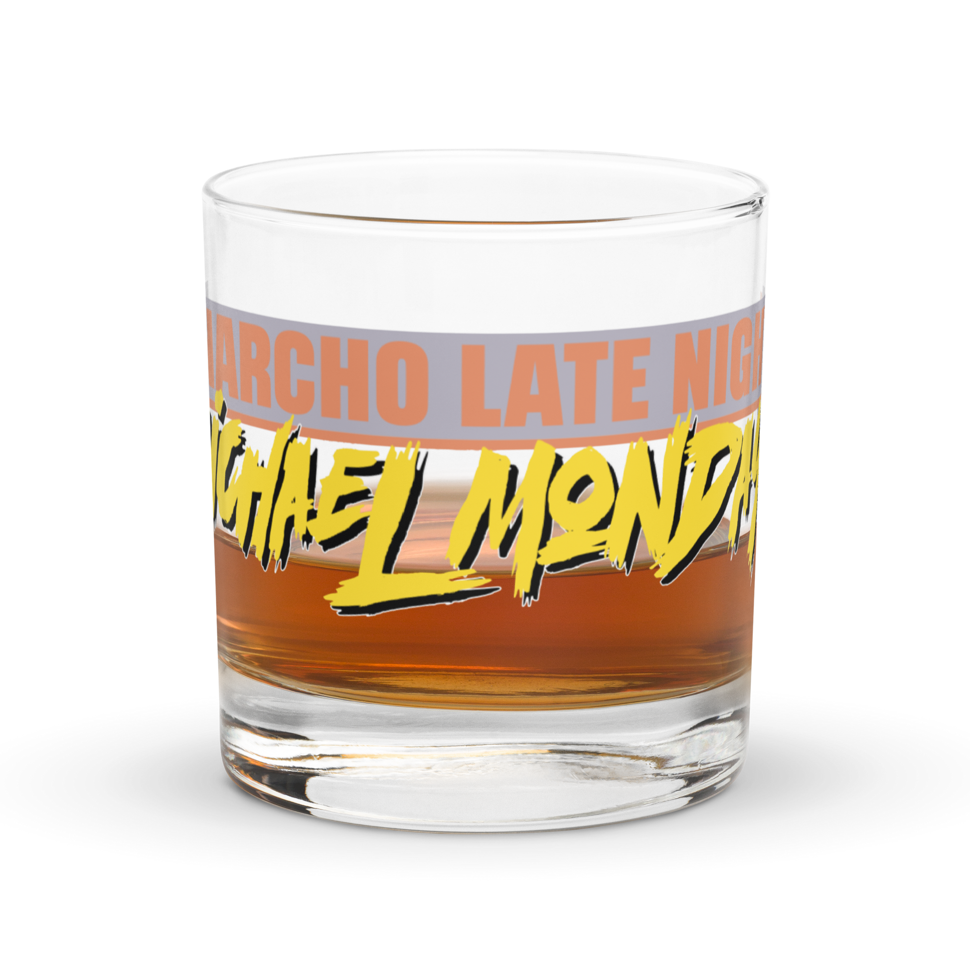 Front view of an aln whisky glass