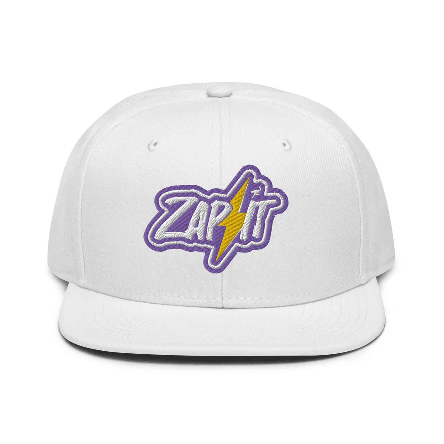 Front view of a white nostr snapback hat.