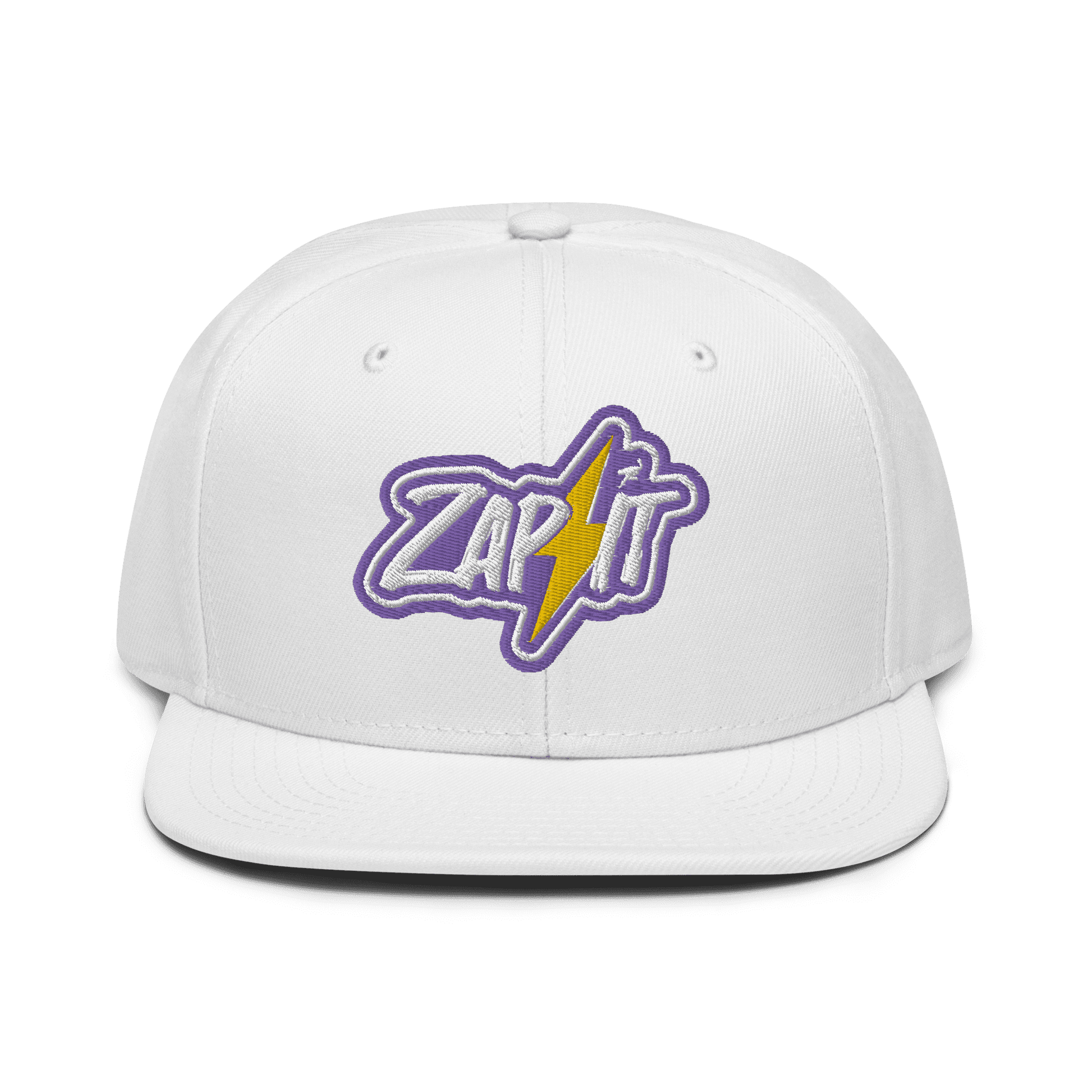 Front view of a white nostr snapback hat.