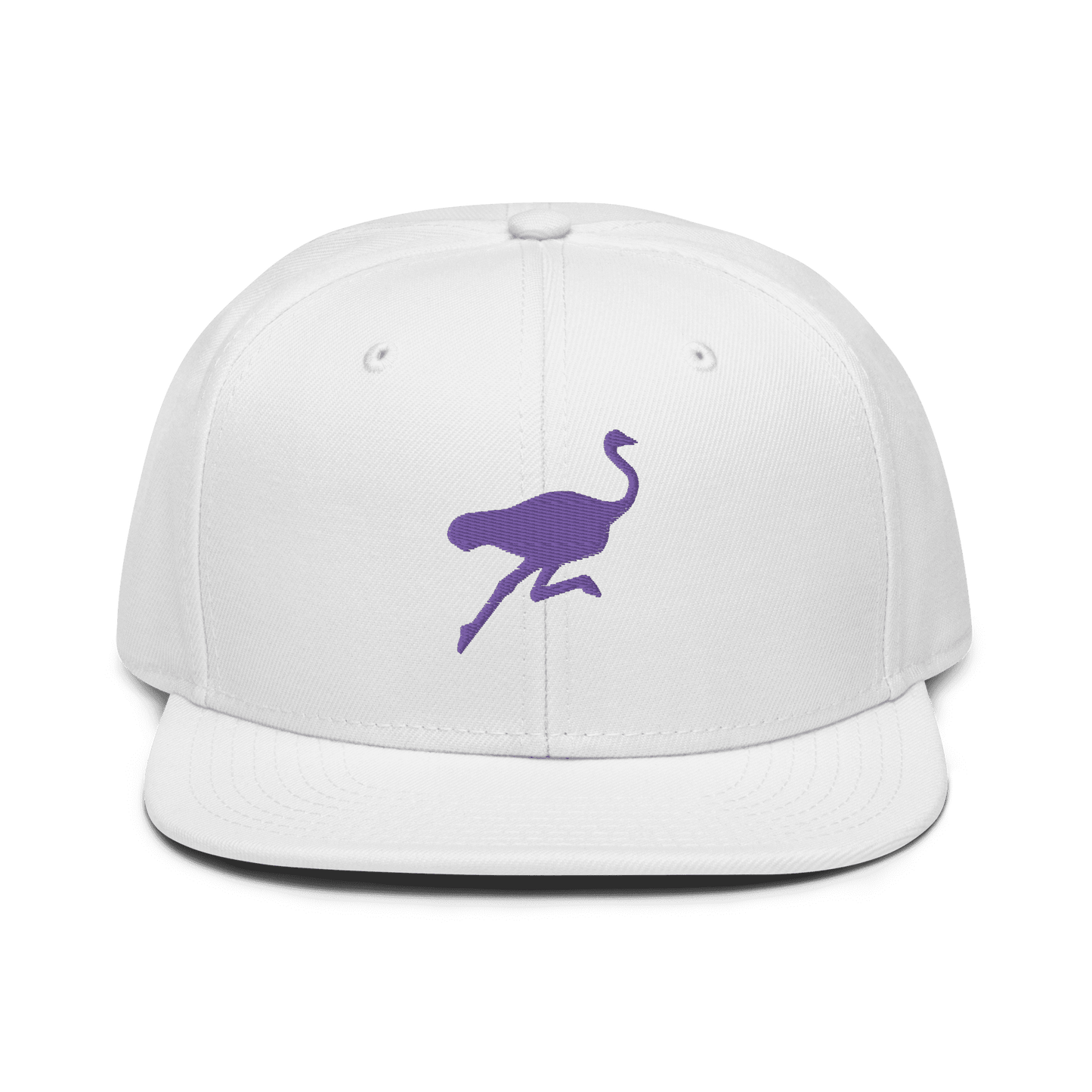 Front view of a white nostr snapback hat.