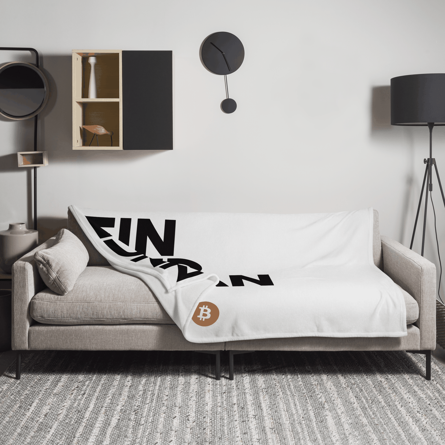 Einundzwanzig movement bitcoin throw blanket with soft silk touch and white reverse side