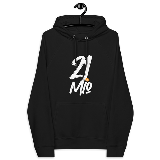 Front view of a black bitcoin hoodie.