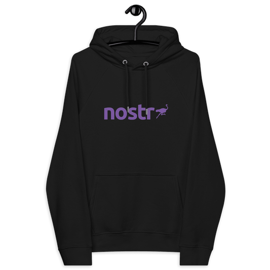 Front view of a black nostr hoodie.