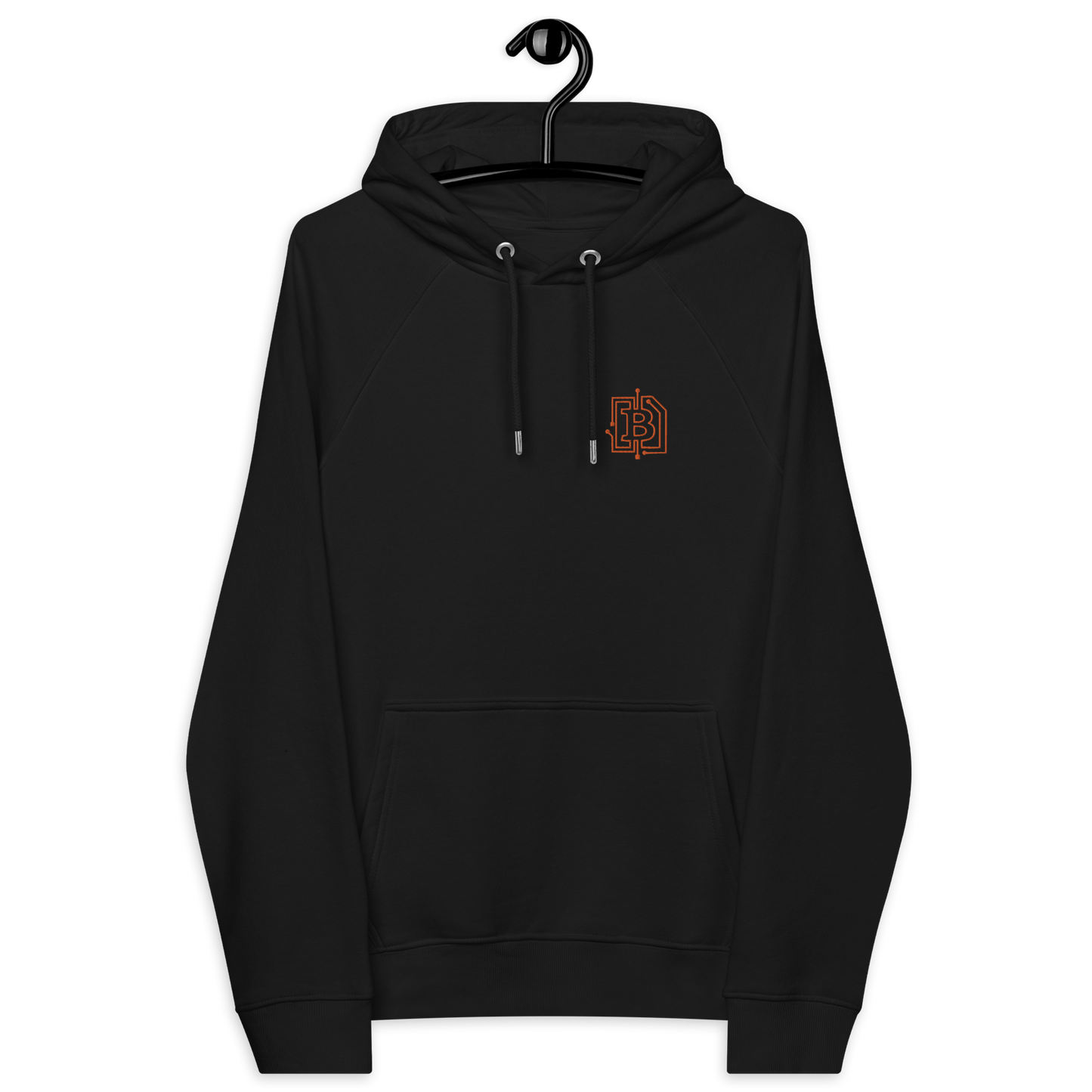 Circuit Board | Bestickter Öko-Raglan-Bitcoin-Kapuzenpullover
