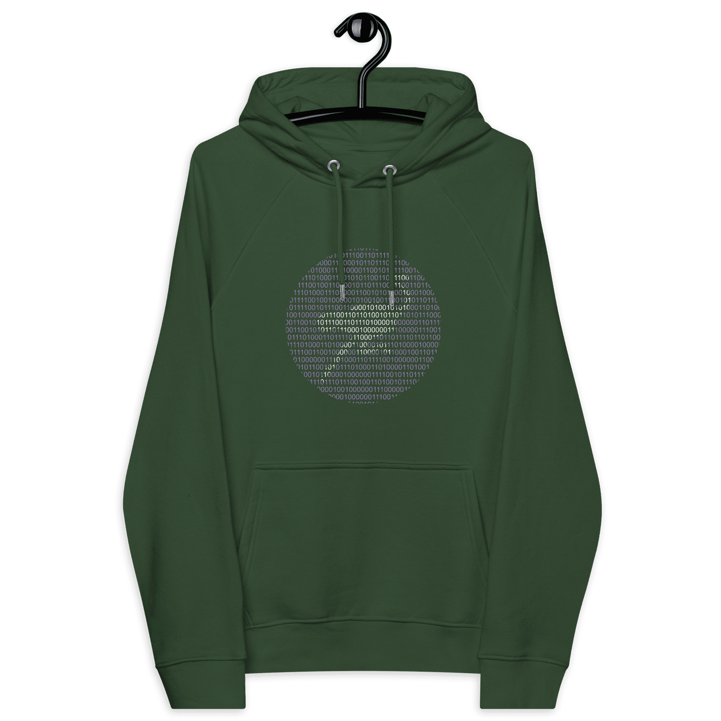 Nostr Binary eco raglan hoodie with sustainable certification logos
