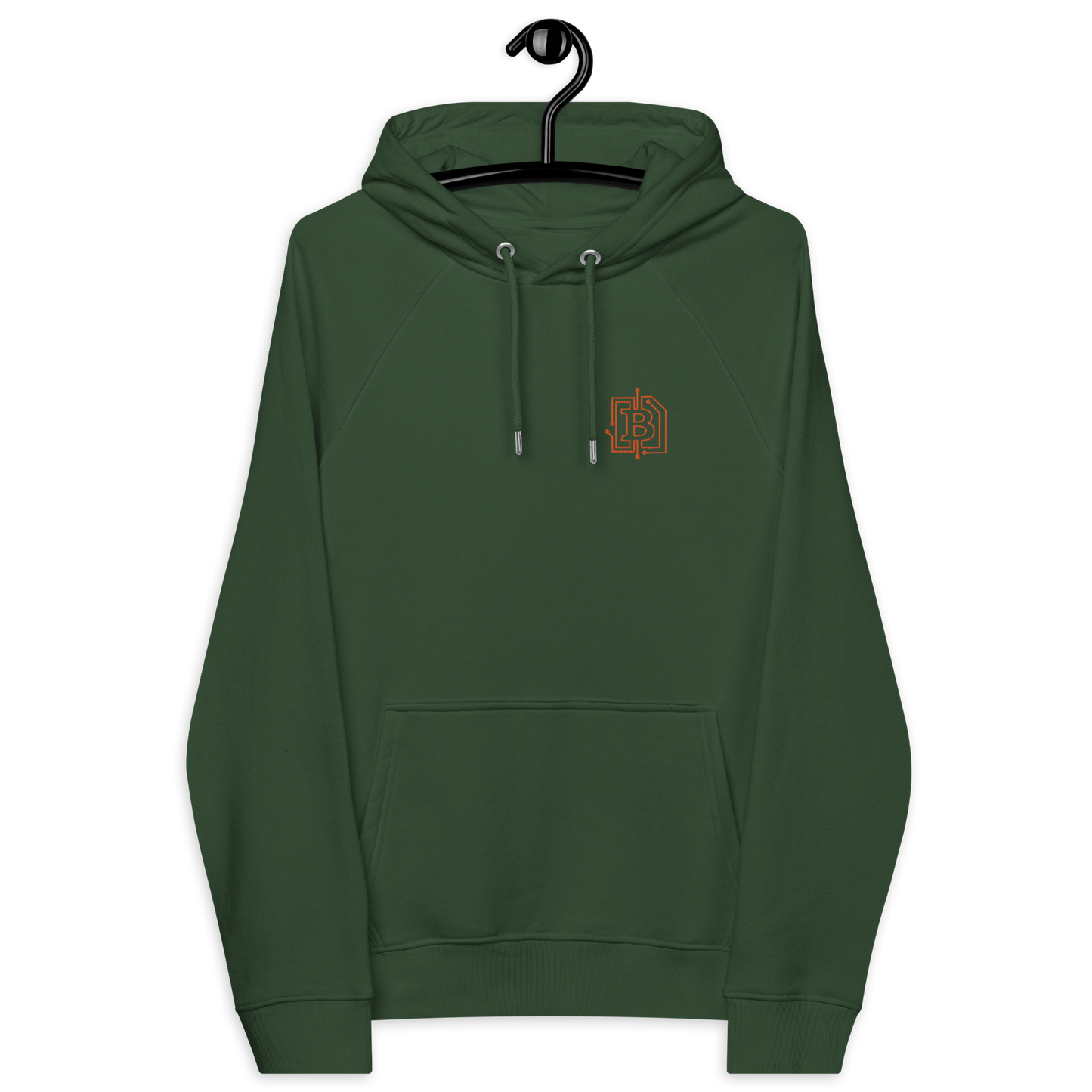 Circuit Board | Bestickter Öko-Raglan-Bitcoin-Kapuzenpullover