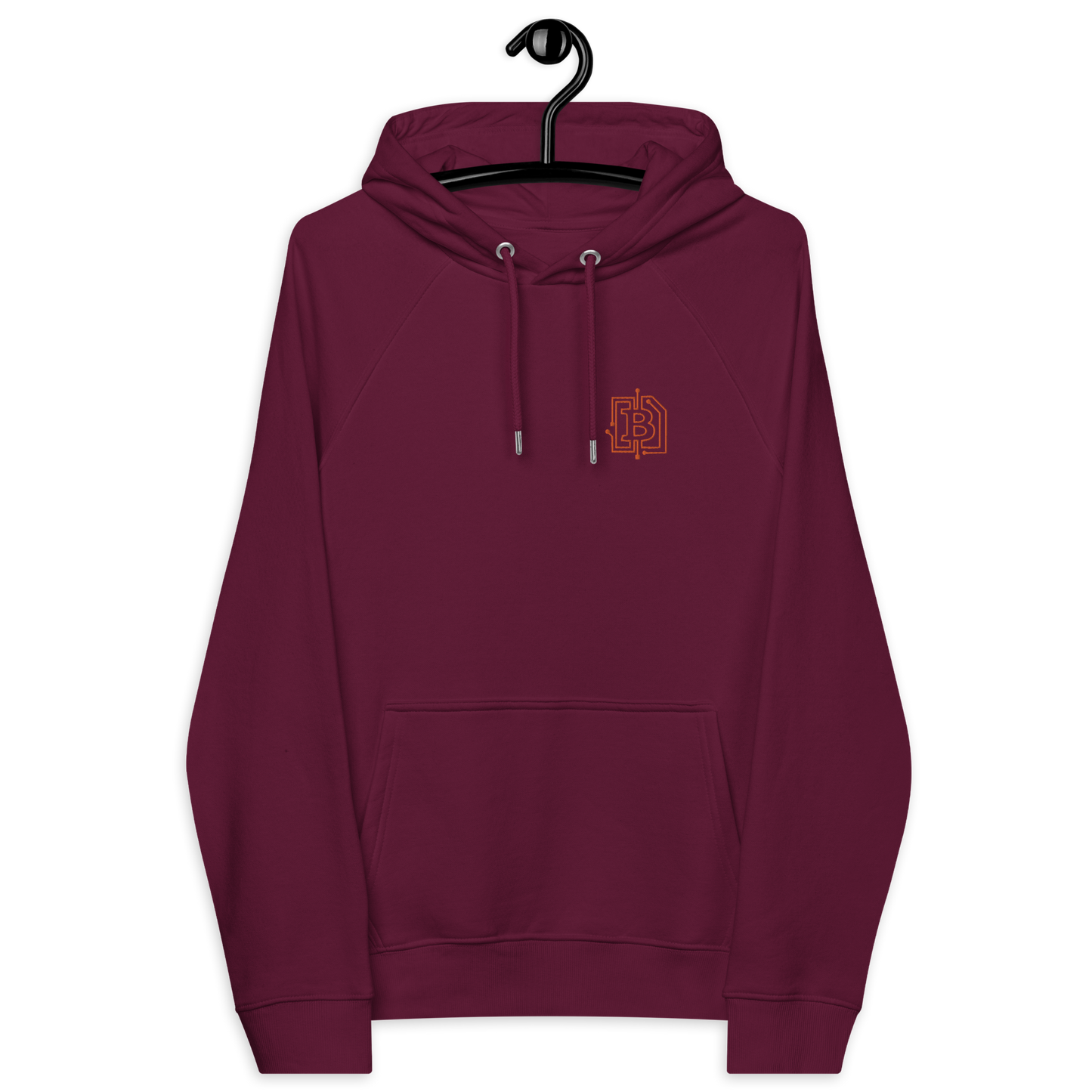 Circuit Board | Bestickter Öko-Raglan-Bitcoin-Kapuzenpullover