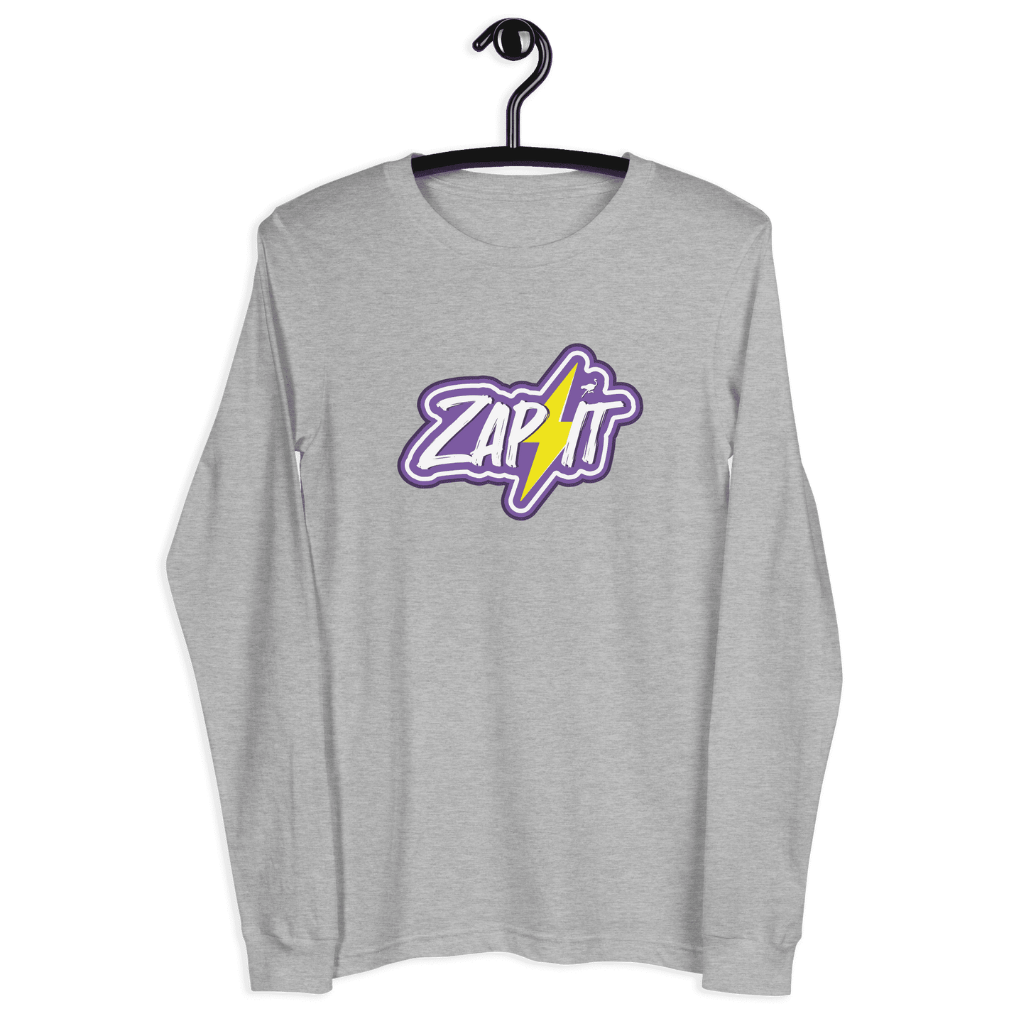 Front view of a athletic heather grey nostr long sleeve tee.