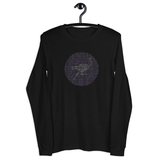 Front view of a black nostr long sleeve tee.